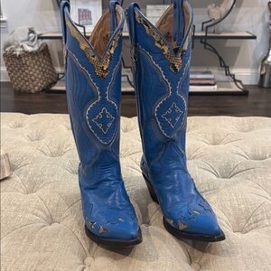 Pistolero Women’s 6 Blue with Snakeskin accent Western Cowboy Boots